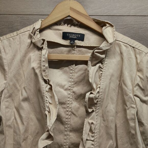 Talbots Ruffled Peplum Blazer Khaki Tan Jacket Women's Size 6 - Picture 3 of 6